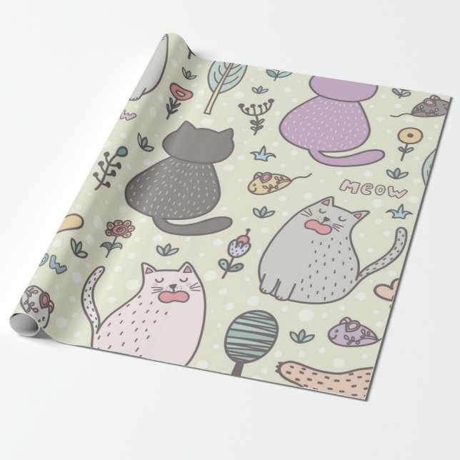 Papel De Presente Padrão de gato (Desenrolado)