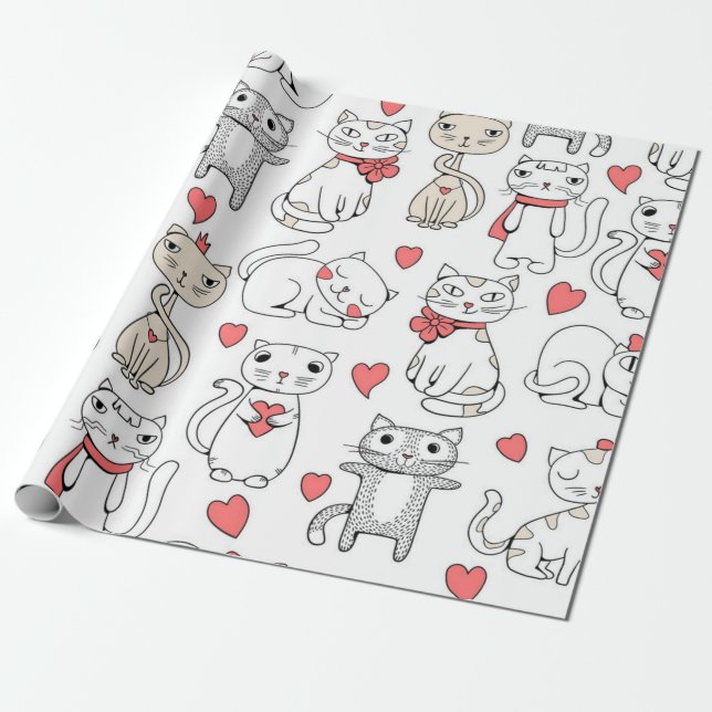 Papel De Presente Padrão de gato (Desenrolado)
