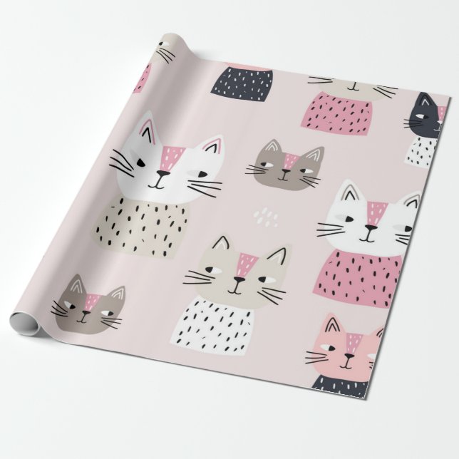 Papel De Presente Padrão de gato (Desenrolado)