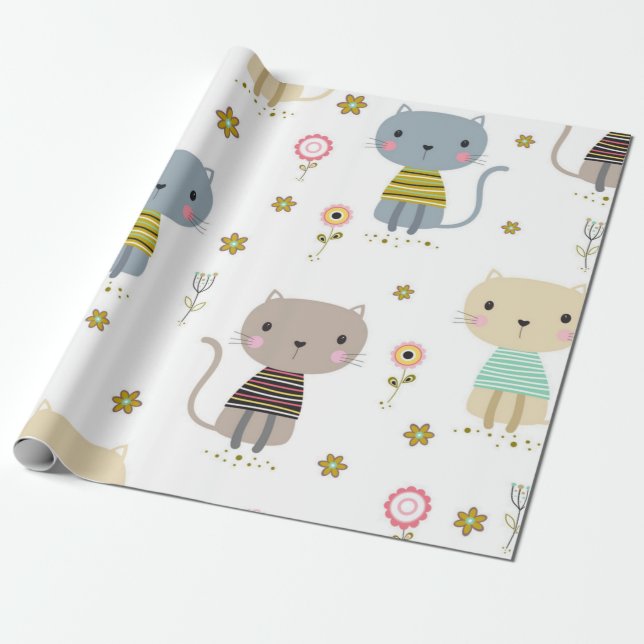 Papel De Presente Padrão de gato (Desenrolado)