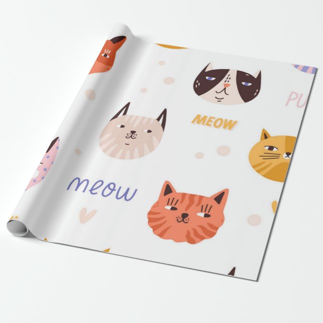 Papel De Presente Padrão de gato (Desenrolado)