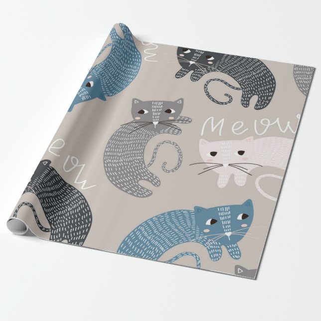 Papel De Presente Padrão de gato (Desenrolado)