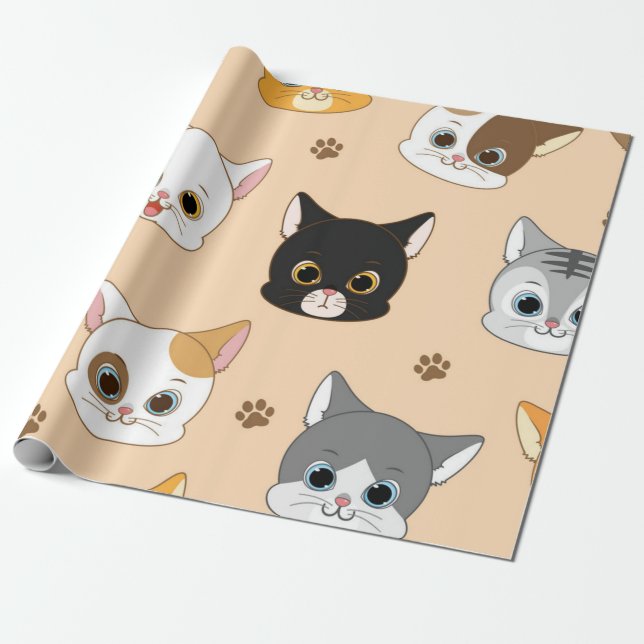 Papel De Presente Padrão de gato (Desenrolado)