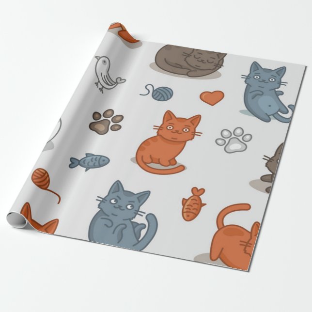 Papel De Presente Padrão de gato (Desenrolado)