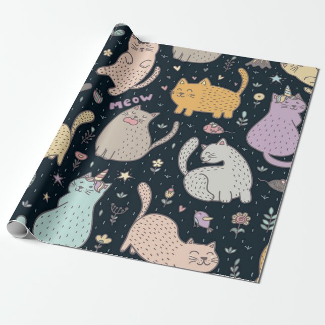 Papel De Presente Padrão de gato (Desenrolado)