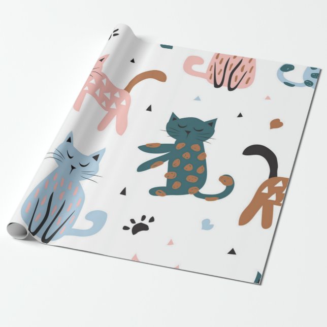 Papel De Presente Padrão de gato (Desenrolado)