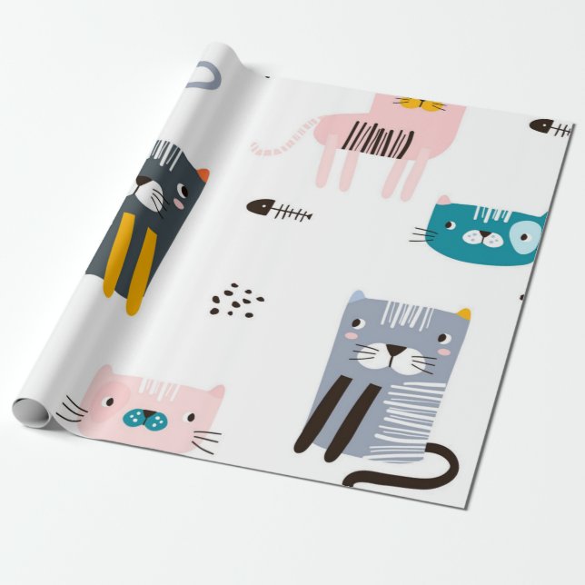 Papel De Presente Padrão de gato (Desenrolado)