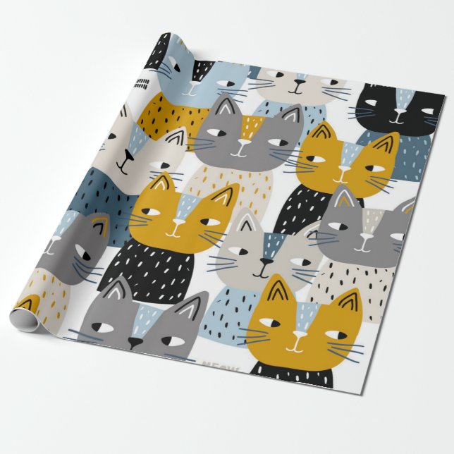 Papel De Presente Padrão de gato (Desenrolado)