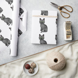 Papel De Presente Padrão de Gato de Cartoon Mau Cute Egípcio Fumaça