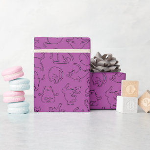 Papel De Presente padrão de gato de estimação de yoga fofo fundo rox