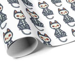 Papel De Presente Padrão de Gato de Halloween Fofo