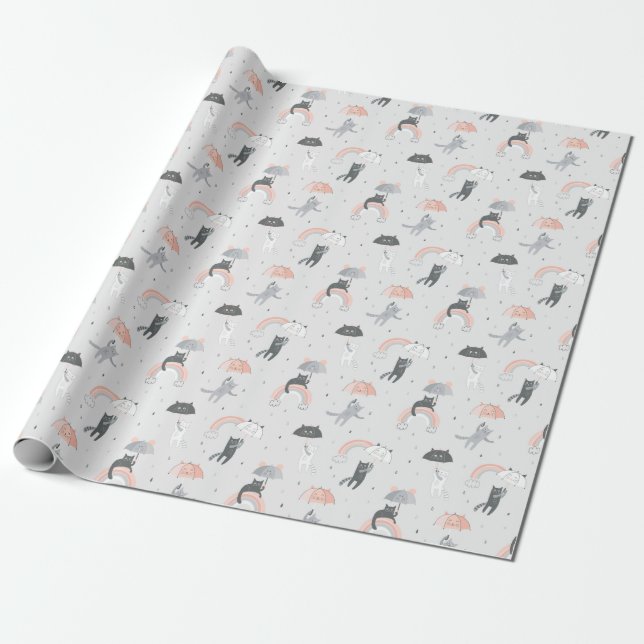 Papel De Presente Padrão de Gatos de Choque em Cuta (Desenrolado)