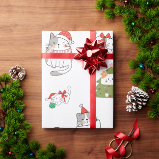 Papel De Presente Padrão de Gatos de Natal Bonitos