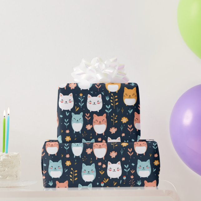 Papel De Presente Padrão de Gatos de Pastel (Presentes para festas)