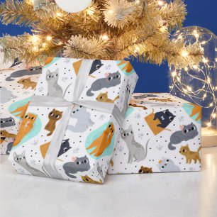 Papel De Presente Padrão de gatos fofos Aniversário para Gatos