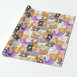 Papel De Presente Padrão de Gatos Pequenos Bonitos