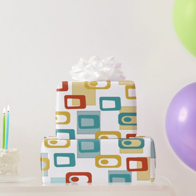 Papel De Presente Padrão de Geo Pod Moderno do meio século (Presentes para festas)