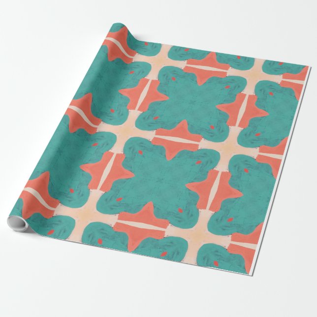 Papel De Presente Padrão de geometria em fundo azul (Desenrolado)