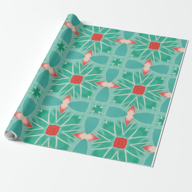 Papel De Presente Padrão de geometria em fundo azul (Desenrolado)