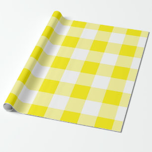 Papel De Presente Padrão de Gingham Amarelo
