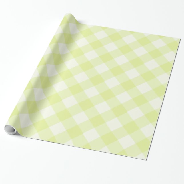 Papel De Presente Padrão de Gingham Amarelo Pastel (Desenrolado)