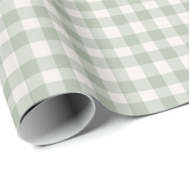 Papel De Presente Padrão de gingham verde pastel