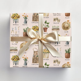 Papel De Presente Padrão de Girassol Aquarela Essencial para Jardina