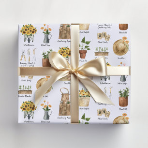 Papel De Presente Padrão de Girassol Aquarela Essencial para Jardina