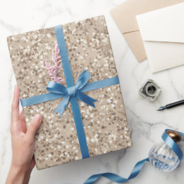 Papel De Presente Padrão de Glitter Bege Neutro da Moda