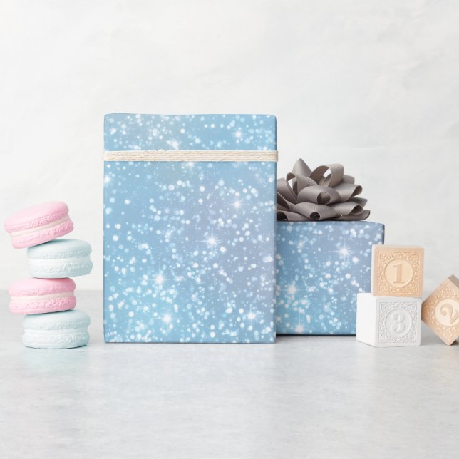 Papel De Presente Padrão de Glitter Branco Macio Azul Céu (Chá de bebê)