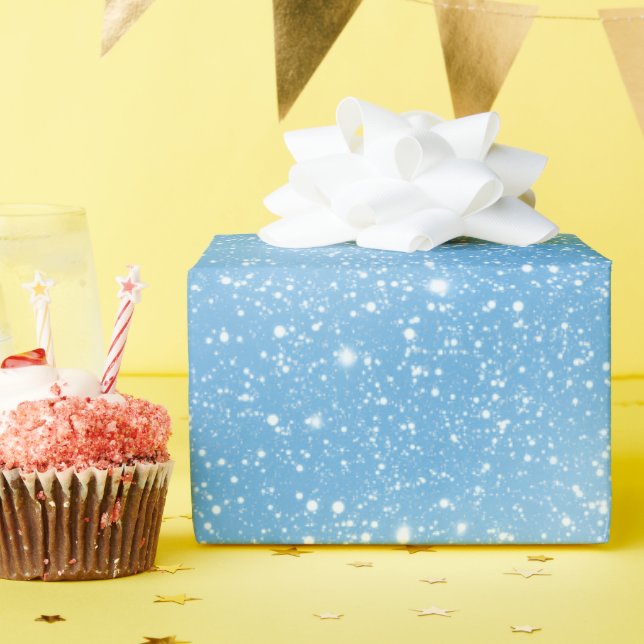 Papel De Presente Padrão de Glitter Branco Macio Azul Céu (Festa de aniversário)