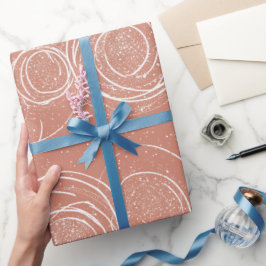 Papel De Presente Padrão de Glitter Fino Dourado Rosa Minimalista Mo