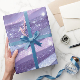 Papel De Presente Padrão de Glitter Iridescente Lavanda Estético