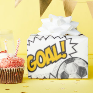 Papel De Presente Padrão de Gol de Futebol de Quadrinhos – Esportes 