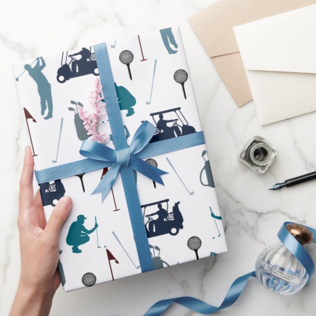 Papel De Presente Padrão de Golf (Presentear)