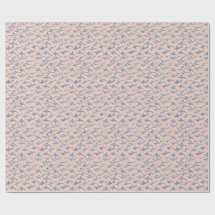 Papel De Presente Padrão de Golfinho em Aquarela Costa Praia Oceano
