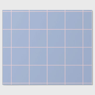 Papel De Presente Padrão de Grade Azul e Rosa Suave