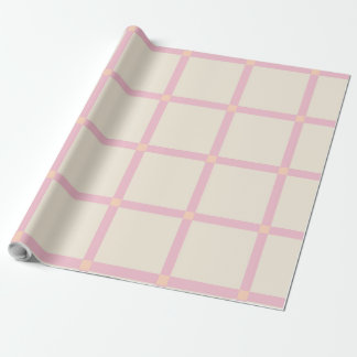 Papel De Presente Padrão de Grade Bege e Rosa Suave
