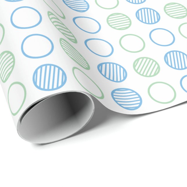 Papel De Presente Padrão de Grade de Círculo Mínimo (Ponta do rolo)