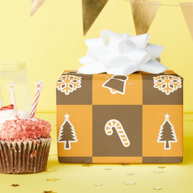 Papel De Presente Padrão de Grade de Feriado Festivo (Festa de aniversário)