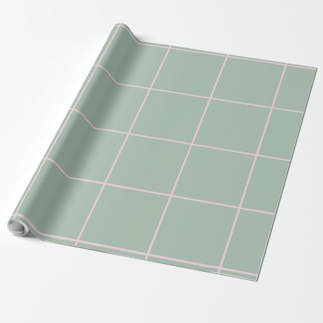 Papel De Presente Padrão de Grade de Verificação de Cor Mínima (Desenrolado)