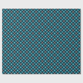Papel De Presente Padrão de Grade Geométrica Azul e Marinho