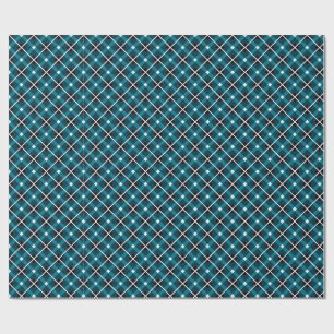 Papel De Presente Padrão de Grade Geométrica Azul e Marinho