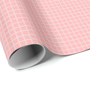 Papel De Presente Padrão de Grade Rosa Corado para Chá de Bebê, Aniv