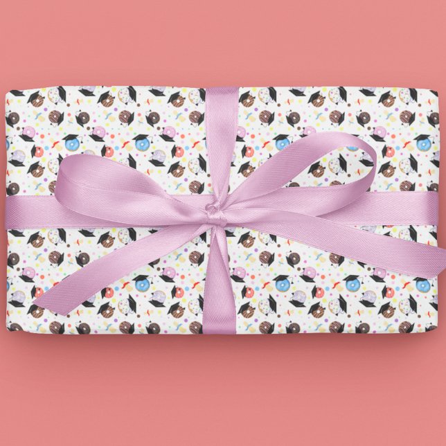 Papel De Presente Padrão de Graduação Donuts e Graus (Criador carregado)