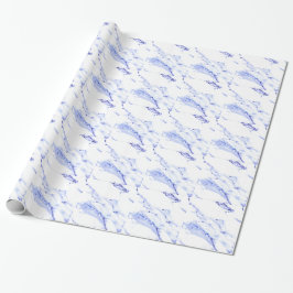 Papel De Presente Padrão de granito Azul Elegante Moderno, Marble Br