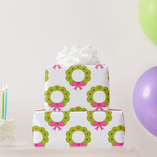 Papel De Presente Padrão de Grinalda de Natal – Design de Férias com (Presentes para festas)