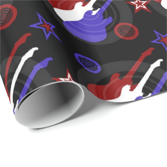 Papel De Presente Padrão de Guitarras com Espingarda Estelar (Ponta do rolo)