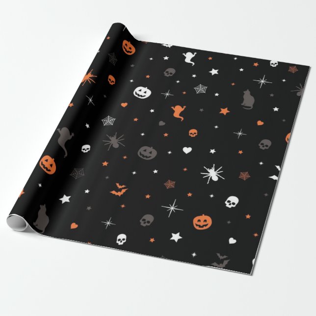 Papel De Presente Padrão de Halloween (Desenrolado)