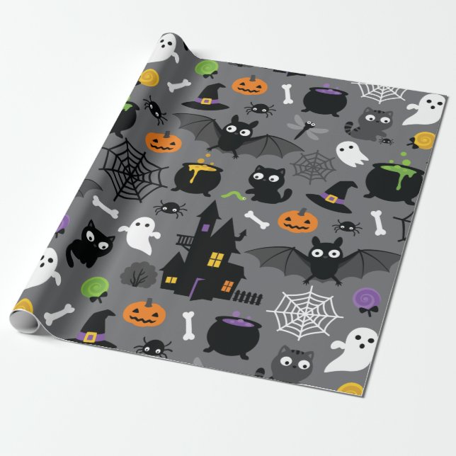 Papel De Presente Padrão de Halloween (Desenrolado)